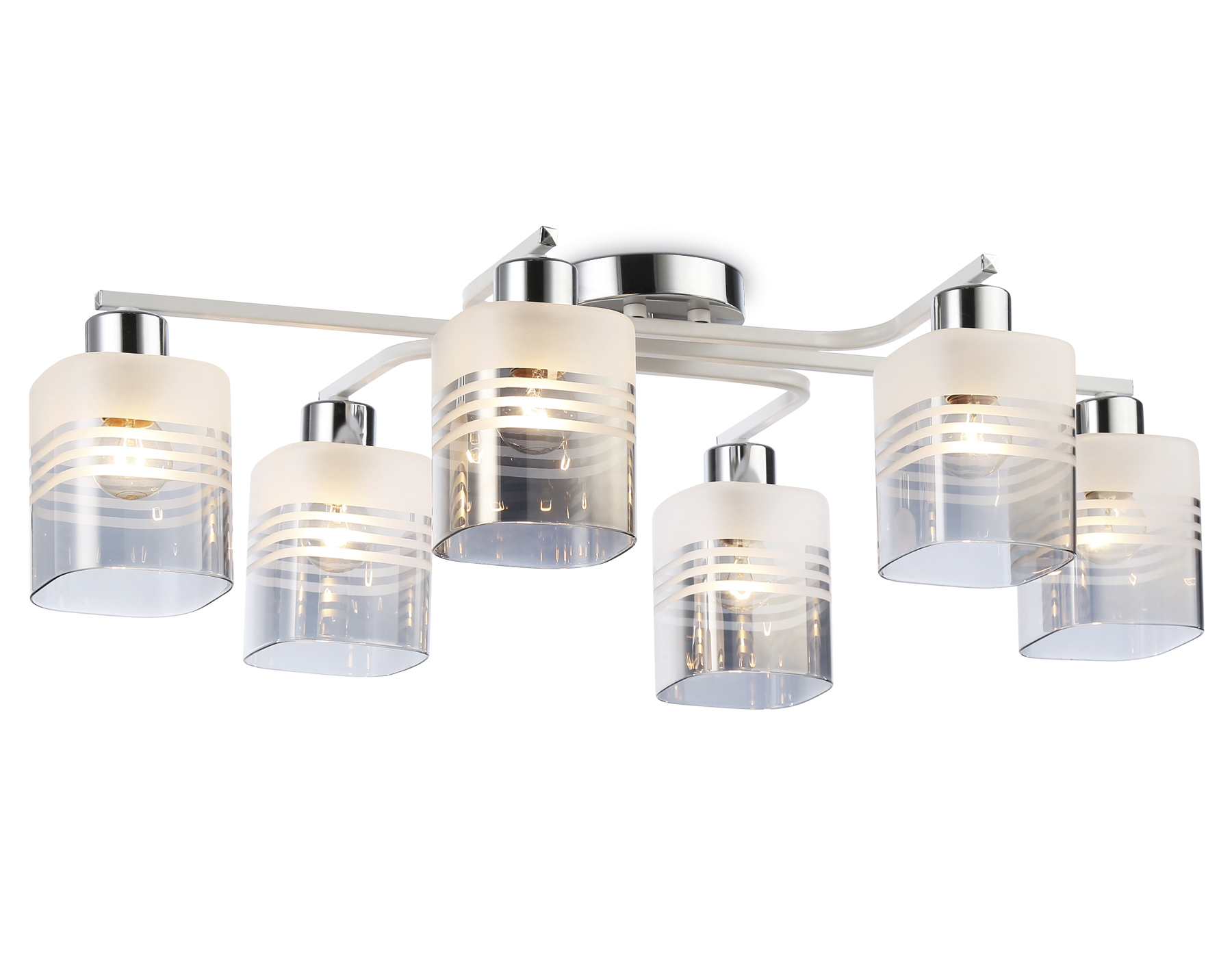TR303207/6 WH/CH/SM/FR белый/хром/дымчатый/белый матовый E27*6 max 60W 710*400*200