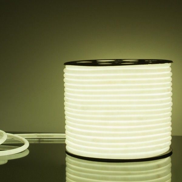 Светодиодный гибкий неон 220 В 9.6 Вт/м 144 Led/м 2835 IP67, круглый холодный белый 6500К, 50 м