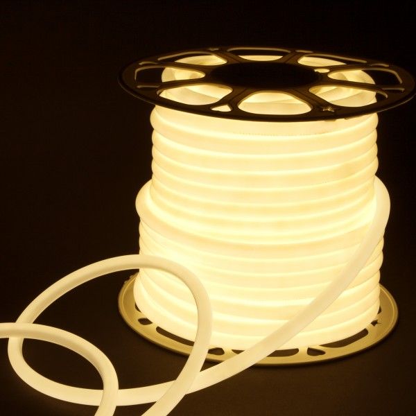 Светодиодный гибкий неон 220 В 9.6 Вт/м 144 Led/м 2835 IP67, круглый дневной белый 4200 K, 50 м